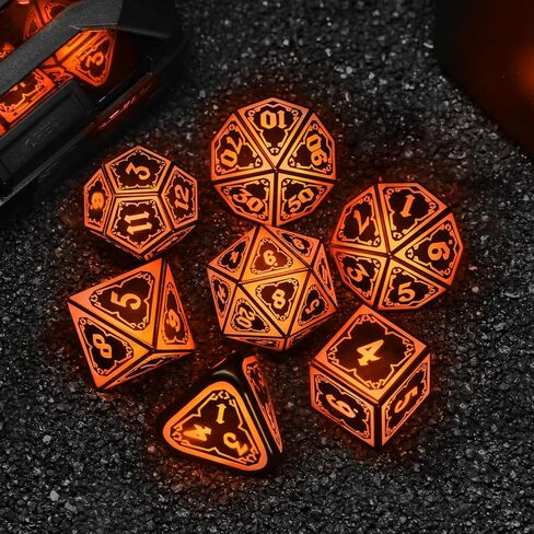SRING LED DND Dice with Charging Box, Rechargeable Light up Dice Set D and D Dungeons and Dragons LED Polyhedral Dice for Role Playing Gaming RGB Ttrpg (A-Orange) in Saudi Arabia