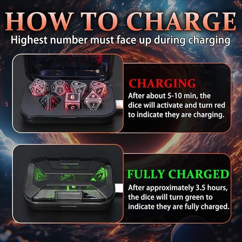 SRING LED DND Dice with Charging Box, Rechargeable Light up Dice Set D and D Dungeons and Dragons LED Polyhedral Dice for Role Playing Gaming RGB Ttrpg (A-Orange) in Saudi Arabia