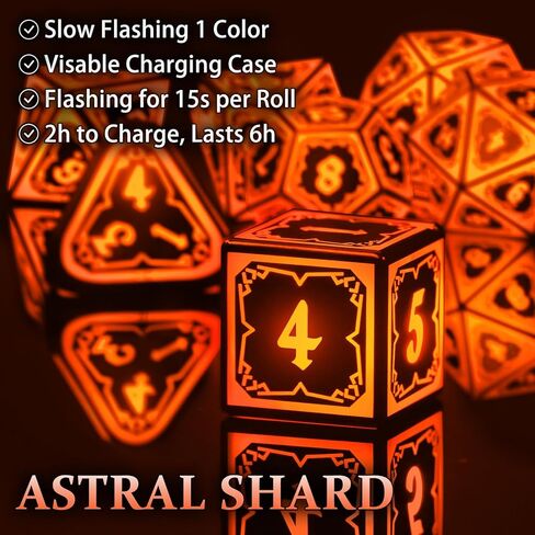 SRING LED DND Dice with Charging Box, Rechargeable Light up Dice Set D and D Dungeons and Dragons LED Polyhedral Dice for Role Playing Gaming RGB Ttrpg (A-Orange) in Saudi Arabia