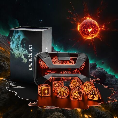 SRING LED DND Dice with Charging Box, Rechargeable Light up Dice Set D and D Dungeons and Dragons LED Polyhedral Dice for Role Playing Gaming RGB Ttrpg (A-Orange) in Saudi Arabia