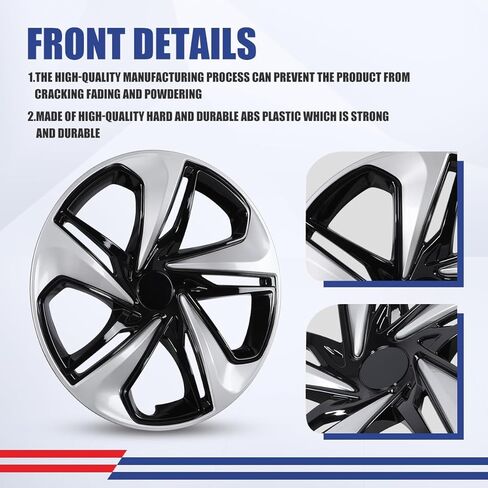 Winjet Wheel Covers for Honda Civic Sedan 2016-2026 16" Hubcaps [2016 2017 2018 2019 2020 2021 2022 2023 2024 2025 2026 Honda Civic Sedan] Hubcaps, [Only Fit Iron Hub - Steel Wheel] (Black Lacquer) in Saudi Arabia
