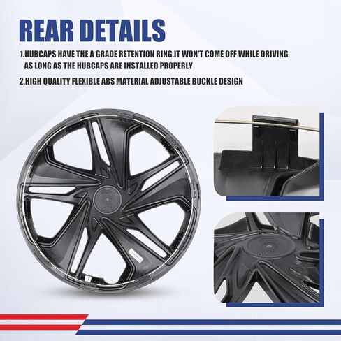 Winjet Wheel Covers for Honda Civic Sedan 2016-2026 16" Hubcaps [2016 2017 2018 2019 2020 2021 2022 2023 2024 2025 2026 Honda Civic Sedan] Hubcaps, [Only Fit Iron Hub - Steel Wheel] (Black Lacquer) in Saudi Arabia