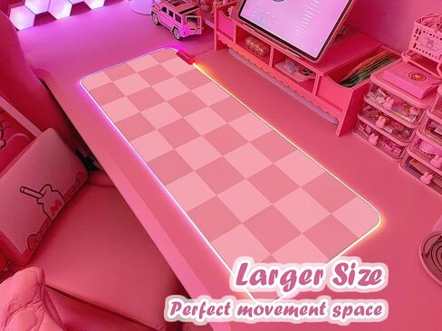JMIYAV Pink RGB Gaming Mouse Pad 31.5x12 Inch PC XL Large Extended Glowing Led Light Up Desk Pad Non-Slip Rubber Base Computer Cute Mousepad Mat Desk Accessories Gaming Setup 38-61-2 in Saudi Arabia