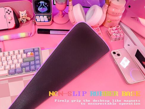 JMIYAV Pink RGB Gaming Mouse Pad 31.5x12 Inch PC XL Large Extended Glowing Led Light Up Desk Pad Non-Slip Rubber Base Computer Cute Mousepad Mat Desk Accessories Gaming Setup 38-61-2 in Saudi Arabia