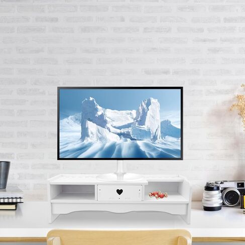 Style Computer Monitor Stand Heightening Rack with Storage Drawer Office Desktop Organizer for Comfortable Screen Viewing and Small Tool Storage in Saudi Arabia