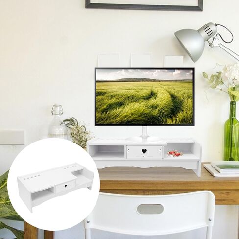 Style Computer Monitor Stand Heightening Rack with Storage Drawer Office Desktop Organizer for Comfortable Screen Viewing and Small Tool Storage in Saudi Arabia