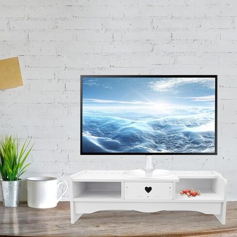 Style Computer Monitor Stand Heightening Rack with Storage Drawer Office Desktop Organizer for Comfortable Screen Viewing and Small Tool Storage in Saudi Arabia