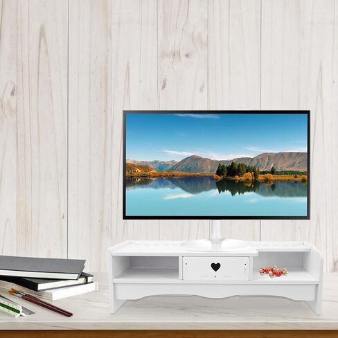 Style Computer Monitor Stand Heightening Rack with Storage Drawer Office Desktop Organizer for Comfortable Screen Viewing and Small Tool Storage in Saudi Arabia