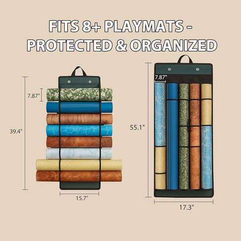 BKTSUNAM Playmat Holder, Playmat Tube Storage Bag with 3 Hanging Methods for MTG TCG Card Game Mat Organizer Display Case Fits 8 Playmats with Transparent Slots(Vertical Version) in Saudi Arabia
