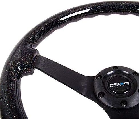 Auto Dynasty NRG Innovations ReinReplacement forced RST-036BSB-BK 350mm 3" Deep Dish Neo Chrome Spoke Galaxy Sparkle Wood Steering Wheel in Saudi Arabia
