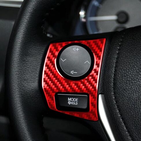 Carbon Fiber Car Interior Accessories Steering Wheel Button Sticker Cover Trim for Toyota Corolla 2014-2018 (red) in Saudi Arabia