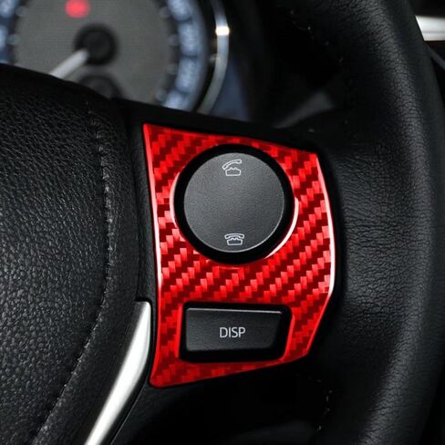 Carbon Fiber Car Interior Accessories Steering Wheel Button Sticker Cover Trim for Toyota Corolla 2014-2018 (red) in Saudi Arabia