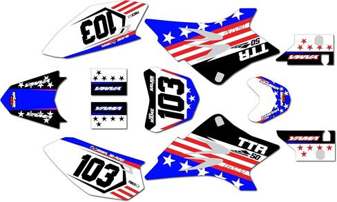 Graphics Kit for Yamaha TTR50 (2006-2023) USA Series Blue-shift 16 Mil - Dirt bike Custom Racing Graphics Decals Stickers Kit, no-plastics in Saudi Arabia