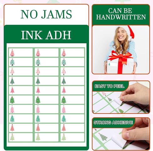 600Pcs Christmas Tree Address Labels 1 x 2.625 in Pink Green Gift Tags Printable Mailing Labels Fit for Laser and Ink Jet Printer for Package Envelope Card Home Office in Saudi Arabia