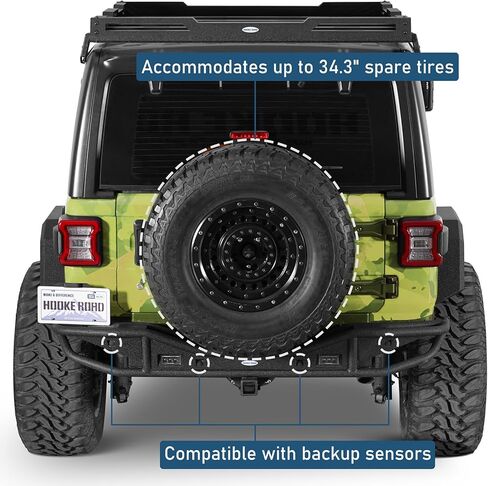 Hooke Road JL Rear Bumper for 2018-2026 Jeep Wrangler JL 2-Door & Unlimited, Rock Crawler Tubular Steel Back Bumper with 2" Hitch Receiver, LED Lights, Backup Sensor Compatible in Saudi Arabia