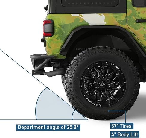 Hooke Road JL Rear Bumper for 2018-2026 Jeep Wrangler JL 2-Door & Unlimited, Rock Crawler Tubular Steel Back Bumper with 2" Hitch Receiver, LED Lights, Backup Sensor Compatible in Saudi Arabia
