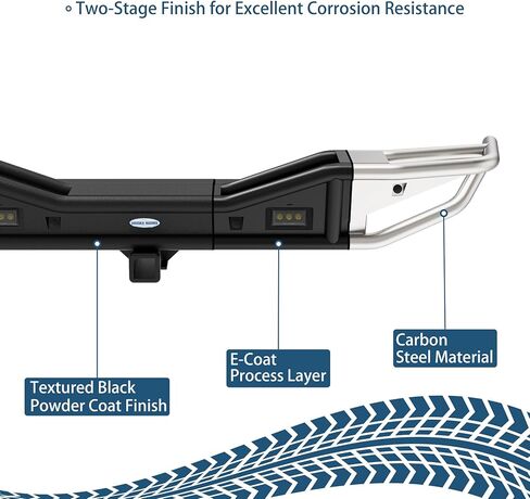 Hooke Road JL Rear Bumper for 2018-2026 Jeep Wrangler JL 2-Door & Unlimited, Rock Crawler Tubular Steel Back Bumper with 2" Hitch Receiver, LED Lights, Backup Sensor Compatible in Saudi Arabia