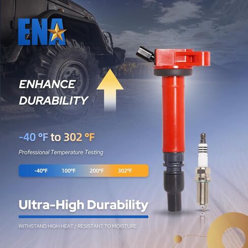 ENA Pack 4 ملف إشعال 4 قابس شرارة 2.5L 2.7L L4 2009 2010 2011 2012 2013 2014 2015 متوافق مع Toyota Lexus Scion Highlander RAV4 Camry Avalon Sienna tc ES300H IS250 لفائف لUF507 C1596 AP532 in Saudi Arabia