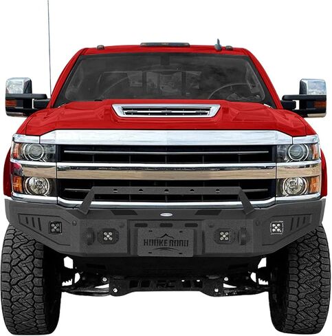 Hooke Road 15-19 Silverado 3500 Front Bumper Compatible with 2015-2019 Chevy Silverado 2500HD 3500HD, Rock Crawler Steel Bumper w/Winch Plate, D-ring Mount & Grille Guard in Saudi Arabia