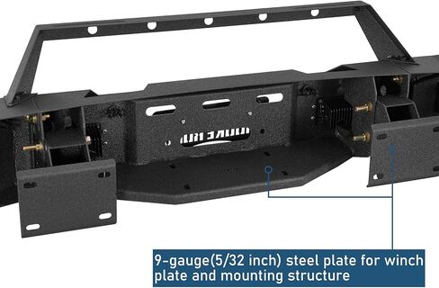 Hooke Road 15-19 Silverado 3500 Front Bumper Compatible with 2015-2019 Chevy Silverado 2500HD 3500HD, Rock Crawler Steel Bumper w/Winch Plate, D-ring Mount & Grille Guard in Saudi Arabia