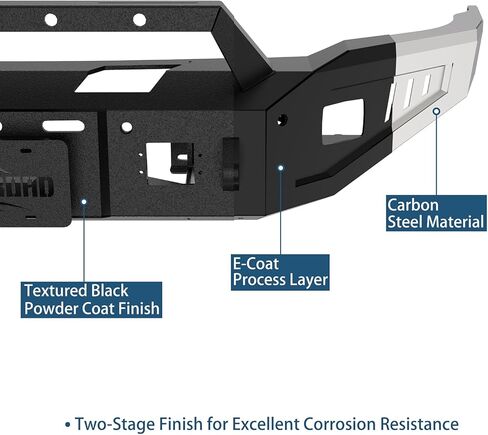 Hooke Road 15-19 Silverado 3500 Front Bumper Compatible with 2015-2019 Chevy Silverado 2500HD 3500HD, Rock Crawler Steel Bumper w/Winch Plate, D-ring Mount & Grille Guard in Saudi Arabia
