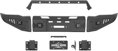 Hooke Road 15-19 Silverado 3500 Front Bumper Compatible with 2015-2019 Chevy Silverado 2500HD 3500HD, Rock Crawler Steel Bumper w/Winch Plate, D-ring Mount & Grille Guard in Saudi Arabia