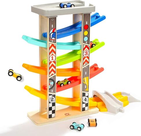 TOP BRIGHT Car Ramp Toys , Race Track Car Toy for Toddler Age 2-4 Year Old Boy with 4 Car, Parking Lot & Gas Station in Kuwait