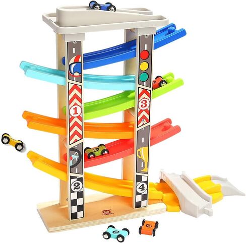 TOP BRIGHT Car Ramp Toys , Race Track Car Toy for Toddler Age 2-4 Year Old Boy with 4 Car, Parking Lot & Gas Station in Kuwait