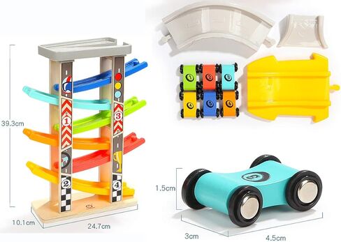 TOP BRIGHT Car Ramp Toys , Race Track Car Toy for Toddler Age 2-4 Year Old Boy with 4 Car, Parking Lot & Gas Station in Kuwait