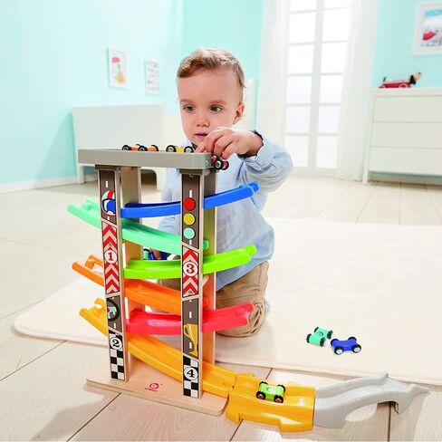 TOP BRIGHT Car Ramp Toys , Race Track Car Toy for Toddler Age 2-4 Year Old Boy with 4 Car, Parking Lot & Gas Station in Kuwait