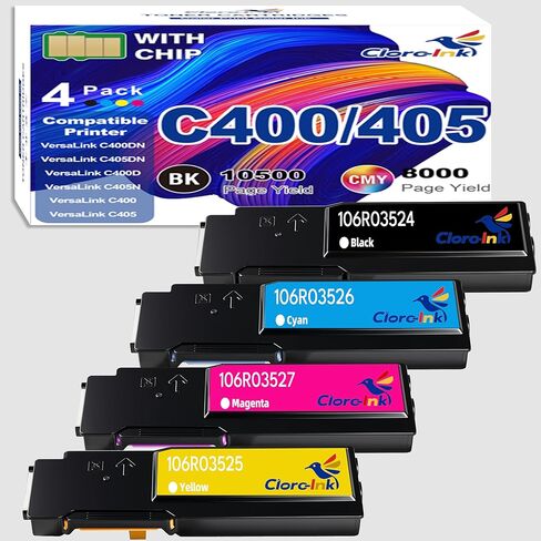 VersaLink C400 C405 Toner Cartridge Extra High-Yield(10500/8000) Replacement for Xerox 1106R03524 106R03525 106R03526 Compatible with VersaLink C400DN C405DN C400D C405N C400 C405 Printer(B/C/M/Y) in Saudi Arabia