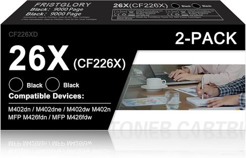 خرطوشة حبر 26X سوداء عالية الإنتاجية (عبوتان) بديلة لـ HP 26X 26A CF226X تعمل لطابعة M402n MFP M426fdw M402dn M402 M402dw M402dne M426fdn M426 M426dw، CF226XD in Saudi Arabia