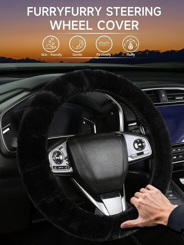Cxtiy Fluffy Warm Steering Wheel Cover, Faux Wool Soft Texture Cute Plush Lint-Free Steering Wheel Interior (Pink) in Kuwait
