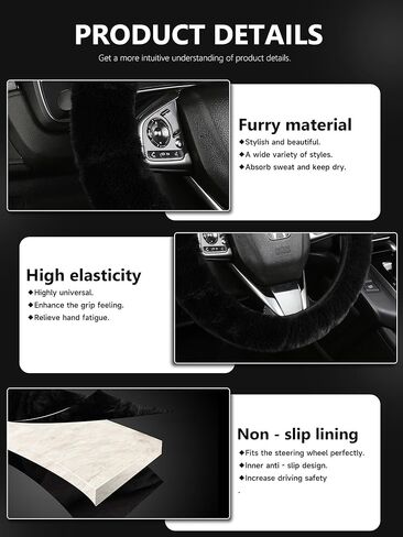 Cxtiy Fluffy Warm Steering Wheel Cover, Faux Wool Soft Texture Cute Plush Lint-Free Steering Wheel Interior (Pink) in Kuwait