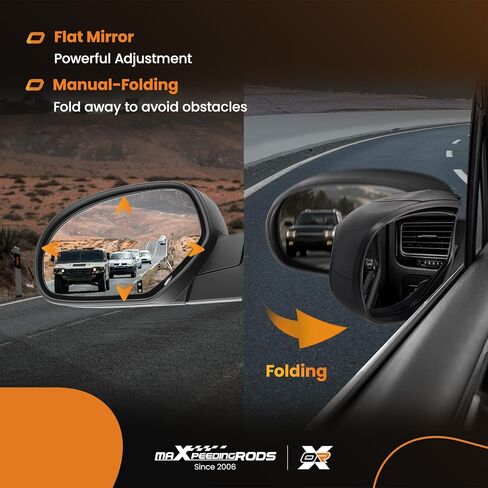 maXpeedingrods Passenger Side Mirror for 07-13 Chevy Silverado 1500 2500 HD 3500 HD, for GMC Sierra 1500 2500 HD, Power Heated Manual Folding Right Side View Mirror, Replaces GM1321325 in Saudi Arabia