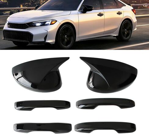 AUCERAMIC Side Door Mirror Cover Caps Trim + Door Handle Cover Trim Fit for 2022-2026 Honda Civic LX Sport EX Si Sedan, LX EX-L Sport Hatchback 11th Gen Civic in Saudi Arabia