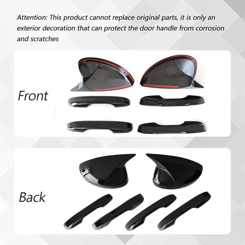 AUCERAMIC Side Door Mirror Cover Caps Trim + Door Handle Cover Trim Fit for 2022-2026 Honda Civic LX Sport EX Si Sedan, LX EX-L Sport Hatchback 11th Gen Civic in Saudi Arabia