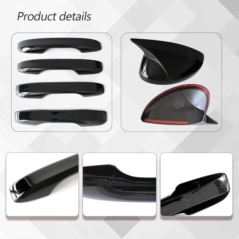 AUCERAMIC Side Door Mirror Cover Caps Trim + Door Handle Cover Trim Fit for 2022-2026 Honda Civic LX Sport EX Si Sedan, LX EX-L Sport Hatchback 11th Gen Civic in Saudi Arabia