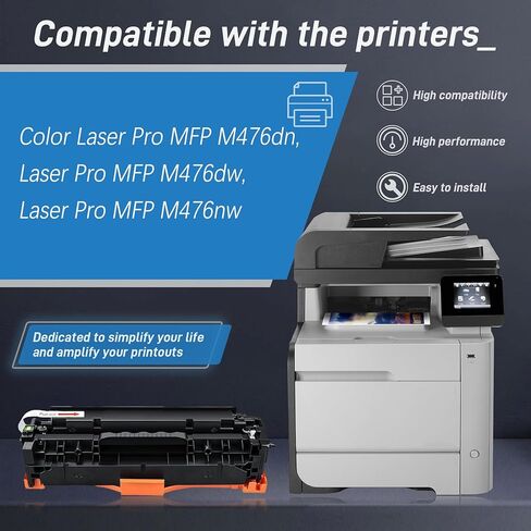 خرطوشة حبر أسود سماوي أرجواني أصفر 312A بديلة لحبر HP 312A لطابعة Color Laser Pro MFP M476dn M476dw M476nw، (4 عبوات، CF380A، CF381A، CF382A، CF383A) in Kuwait