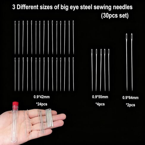 43Pcs Portable Sewing Kit for Adults - Stainless Steel Needles for Hand Sewing Kit with Big Eye & Threader, for Travel and Daily Clothing Repair in Saudi Arabia