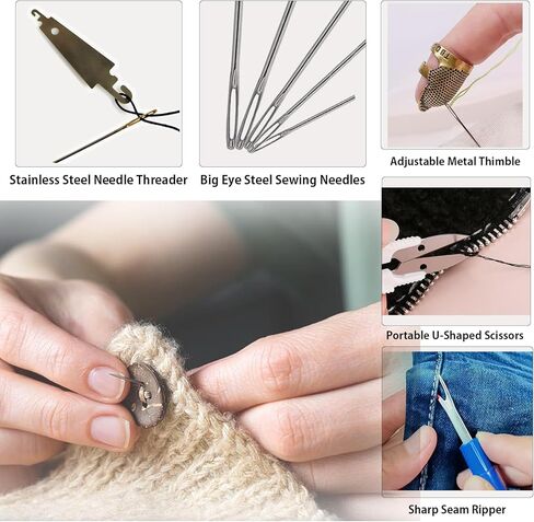 43Pcs Portable Sewing Kit for Adults - Stainless Steel Needles for Hand Sewing Kit with Big Eye & Threader, for Travel and Daily Clothing Repair in Saudi Arabia