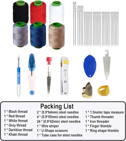 43Pcs Portable Sewing Kit for Adults - Stainless Steel Needles for Hand Sewing Kit with Big Eye & Threader, for Travel and Daily Clothing Repair in Saudi Arabia