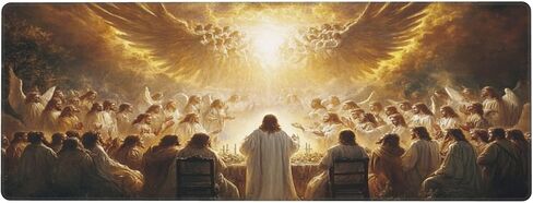Jesus and The Faithful Mouse Pads for Desk,Classic Oil Painting Styles,Large Extended Full Desk Mouse pad,for Office,Computer,Keyboard,Laptop and Study,11.8x31.5x0.12 inch Large Design in Saudi Arabia