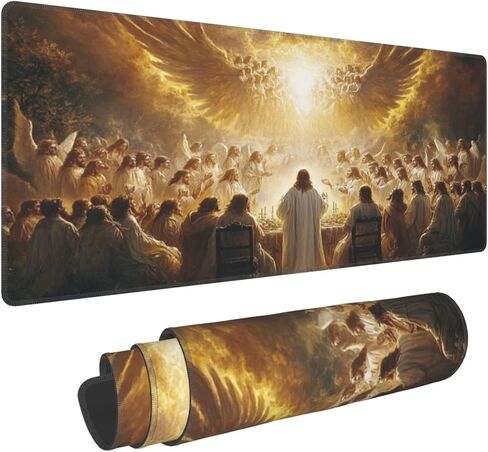 Jesus and The Faithful Mouse Pads for Desk,Classic Oil Painting Styles,Large Extended Full Desk Mouse pad,for Office,Computer,Keyboard,Laptop and Study,11.8x31.5x0.12 inch Large Design in Saudi Arabia