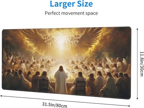 Jesus and The Faithful Mouse Pads for Desk,Classic Oil Painting Styles,Large Extended Full Desk Mouse pad,for Office,Computer,Keyboard,Laptop and Study,11.8x31.5x0.12 inch Large Design in Saudi Arabia