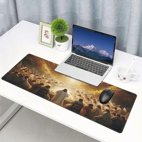 Jesus and The Faithful Mouse Pads for Desk,Classic Oil Painting Styles,Large Extended Full Desk Mouse pad,for Office,Computer,Keyboard,Laptop and Study,11.8x31.5x0.12 inch Large Design in Saudi Arabia