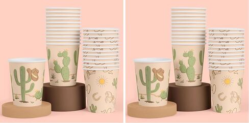 xo, Fetti Party Decorations Western Paper Gold Foil Cups - 24 Disposable 8 oz Cup | Cowboy Birthday Party Decor, Wild West Favors, Rodeo Baby Shower Supplies, Wild One Yeehaw Bday, Cowgirl Drinkware in Saudi Arabia
