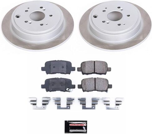 مجموعة الفرامل الخلفية Power Stop SC2382 مع دوارات الفرامل شبه المطلية ووسادات الفرامل السيراميكية والأجهزة لـ 2001 2002 2003 2004 2005 2006 Acura MDX | 2003 2004 2005 2006 2007 2008 هوندا بايلوت in Kuwait