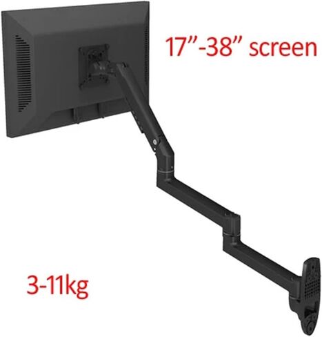 DL-7013 17-38 بوصة ميكانيكية زنبركية من الألومنيوم الصلب شاشة LCD تلفزيون جدار جبل قوس الذراع الطويلة 2-10 كجم 3-11 كجم 100x100 200x200 (7013II أسود) in Kuwait