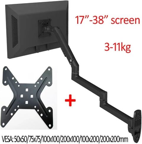 DL-7013 17-38 inch Mechanical Spring Aluminum Steel LCD Monitor TV Wall Mount Bracket Long Arm 2-10kg 3-11kg 100x100 200x200(7013II Black) in Saudi Arabia